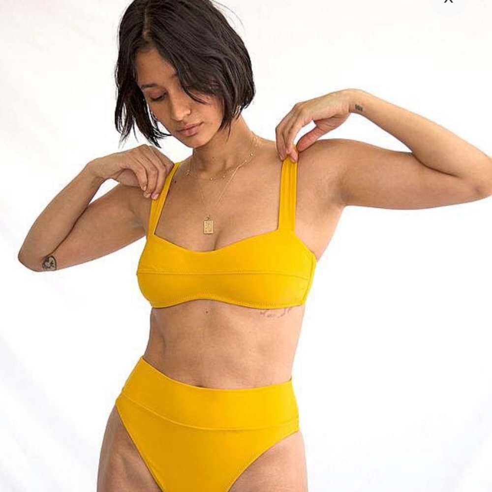 Galamaar swim top: the lobby in ochre Small
